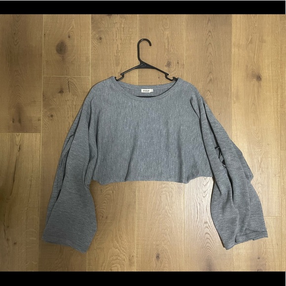 ESSUE Gray Long Sleeve Knit Sweater - Picture 2 of 6